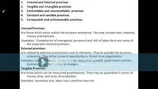 Planning Premises, Concept and types