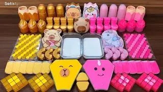 Slime Mixing Random: Gold vs Pink Capybara Unicorn ASMR Clay 1725