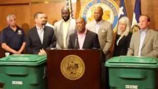MayorTurner fields questions from the media about new recycling agreement