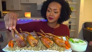 Stuffed Quails Mukbang * مكبانغ السمان المحشي