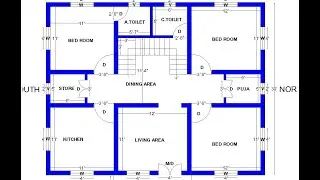 38x30 east facing 3 bed room best house plan | 3bhk house plan with living & dining area asper vastu