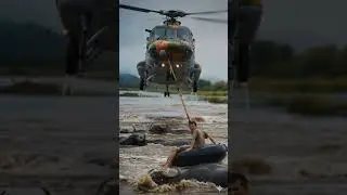 Real-Life Rescue: Helicopter Saves Families from Flood.#shorts