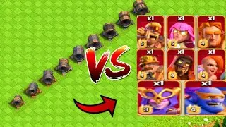 Super Troops Vs All LvL Giant Cannon|Clash Of Clans