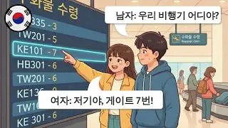 🇰🇷 Корейский язык, уровни A1-A2. Урок 3: Прибытие в аэропорт Инчхон. 20 минут простых диалогов для н