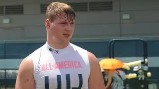 Watch Alex Birchmeier, Anthony Donkoh & others in OL vs. DL drills at Penn State Big Man Challenge