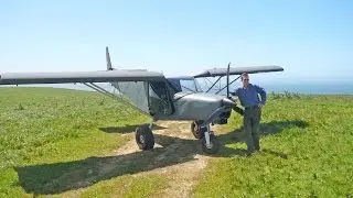 Off-airport STOL landing and take-off by bluff overlooking the Pacific Ocean