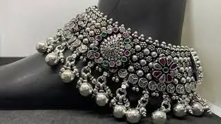 Daily Wear and Bridal Antique Black Oxodised Chandi Payal - Silver Anklets
