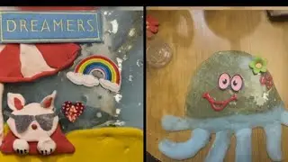 Learn how to make jelly fish n kitty with slime #art #claydiy #foryou