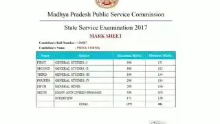 RANK 4 MPPSC 2017 TOPPER PRIYA VERMA MARKSHEET RESULT