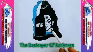 Shiv ji.. Half Face Drawing🚩 With Shivling || Mahadev 🕉 sketch || Step By Step Shankar Ji 🔱Drawing