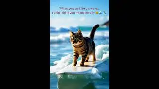 Funny Cat# adventures Cat# surfing cat# Beach Cat#