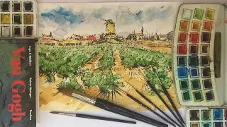 #VanGogh Kağıt Üzerine Van Gogh Suluboya ve Fırça ile Vincent Van Gogh Resminin Röprodüksiyonu