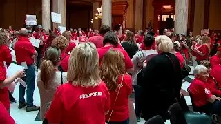 Indiana teachers protest bills they say would hurt public schools, silence teachers