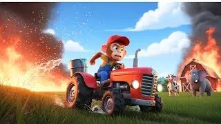 Monkey Farmer Stops Fire on His Farm | Brave Monkey Farm Work Story 🐒🚜🔥