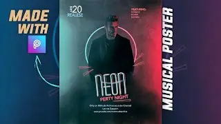 Create Neon Musical Poster with Picsart | PicsArt Tutorial | Mahmuds Archive.