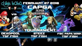 Capga Smash 4 Tournament at Chibi's Boba 2/27/2016 Deadpool vs Fish, 2Teez vs FIsh and Papa Mink vs