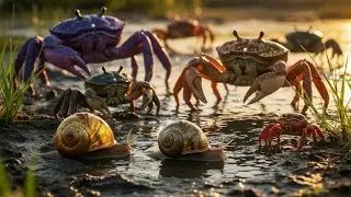 I Catch Crabs and Snail at the Rice Field In Rice Season!