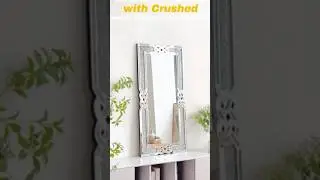 Crushed Diamond Wall Mirror Rectangular Glass Silver Vanity- Decorative Glam.