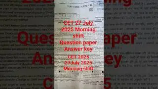 CET 27 July 2025 - Answer Key & Solutions #cetexam  #cetanswerkey #cet2025