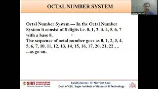 Number System by Dr. Navneet Kaur #digitalsystem #videolectures  #sirtvideo #sage