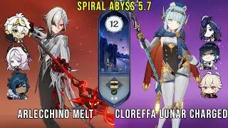 C0 Arlecchino Melt and C0 Ineffa Clorinde Lunar Charged | Genshin Impact Abyss 5.6B Floor 12 9 Stars