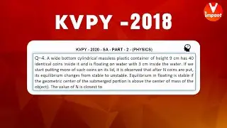 KVPY 2020 SA Physics  Part II Question 69 Answer B Fluids Center of Buoyancy Vikas Agarwal