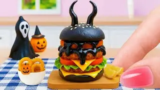 How to Make Miniature Cooking Spooky Halloween Monster Burger at Home