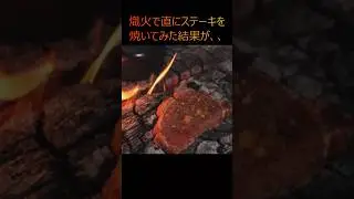 熾火で直にステーキを焼いてみた結果が、、 #ブッシュクラフト #アウトドアグルメ #焚火