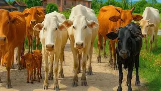 Kerumunan sapi lembu Ternak Beramai-ramai Berjalan Menuju ladang hijau, Suara Sapi Moo, Sapi Lucu