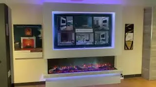 Media wall electric fires showroom deals, displayed in our showroom 2022