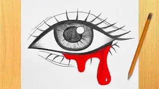 Crying Blood Eye Drawing | Sad Aesthetic Art Tutorial