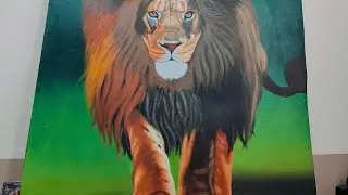 Half completed Lion Acrylic painting on canvas 🖌️🎨.      like comment subscribe for more videos,❤️🤗🤝