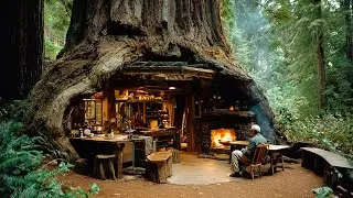 How I Built a Tree Hole Survival Shelter | Solo Survival in the Deep Wild Forest