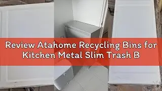 Review Atahome Recycling Bins for Kitchen Metal Slim Trash Bin Cabinet 4 Bins Plastic Buckets with M