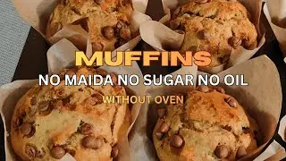 Healthy Banana Muffins Without Oven | No Maida, No Sugar, No Oil Healthy Muffins Cake🧁