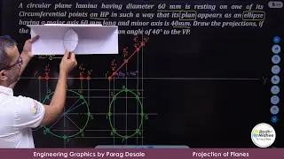 Projection of Oblique Plane I Ex. 9 l Circle l Engineering Graphics