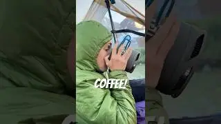 Our typical morning routine on trail: Tim makes coffee while Renee sleeps in.