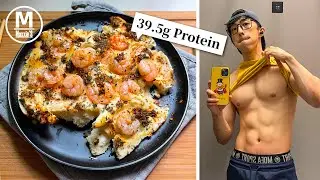 Protein Powder Pancake with Chili Prawns! Savory Recipe, Low Fat, Quick Healthy to Build Lean Muscle