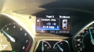 Ford Focus 2012: Fuel consumption in imperial = 41.8 MPG @ 65 Mph