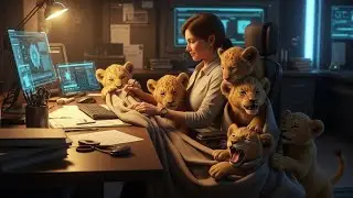 The Predator Cubs Dragged a Blanket to Her Desk — She Wrapped It Around Them and Kept Working
