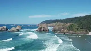 Canon Beach Aerial Drone View - Pacific Northwest - 4K
