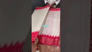 Soft Chanderi chex weaving saree with temple design digital print & jacquard weaving border 🌸 #saree