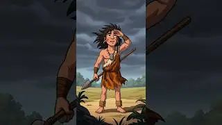 Stone Age Life #6: Building Shelter Before Storm ⛈️ #Shorts #stoneage #storm