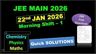 JEE Main 2026 (First Attempt) LIVE Paper Discussion 🔥 | Shift 1 - 22nd Jan 2026 ⚡