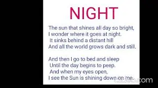 Night    (Poem- Class 3)