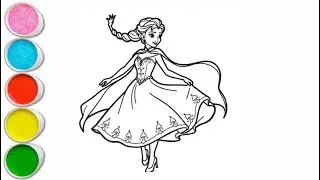 Cute Elsa frozen drawing for kids painting & colouring for kids, toddlers | Let&rsquo;s draw together 