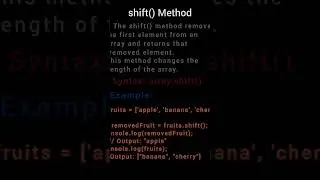 How to use Shift() and Unshift() array function in JavaScript and examples #ts #coding #python #js