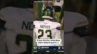 The 2nd oldest player in the college football casually nailed a 60 yarder  🏈👀