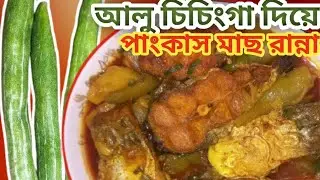 আলু চিচিঙ্গা দিয়ে,পাঙ্গাস মাছ রান্না,Pangasius Fish Curry with Potato and Snake Gourd