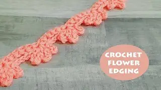Crochet floral lace/edging/border | Crochet With Samra